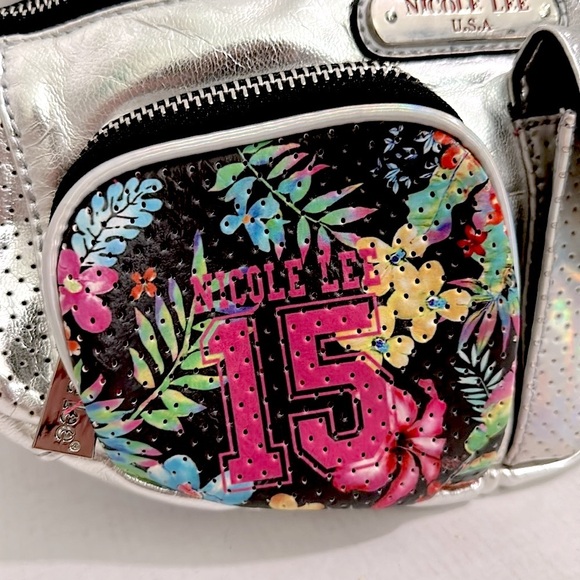 Nicole Lee Silver Multi-Color Women's Bag crossbody/Fanny pack EUC - Picture 3 of 16
